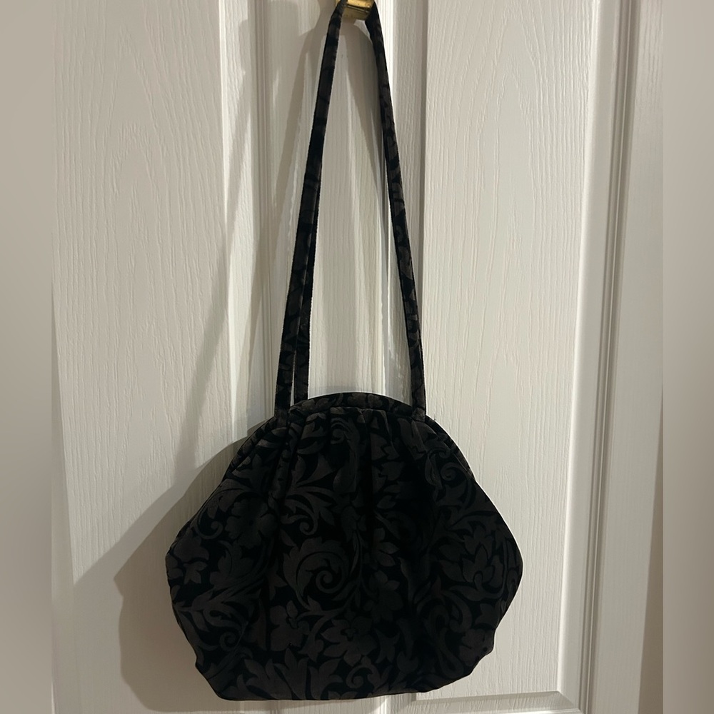 Vintage Richmark Velvet Black Floral Women's Bag